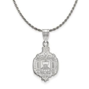 Sterling Silver U.S. Navy Large Crest Pendant Necklace - 18 Inch